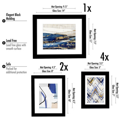 Indigo Dye by PI Creative - 7 Piece Framed Gallery Wall Art Set - Americanflat