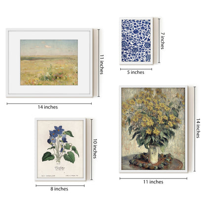 4 Piece Vintage Gallery Wall Art Set - Floral Impressions Art by Wall + Wonder