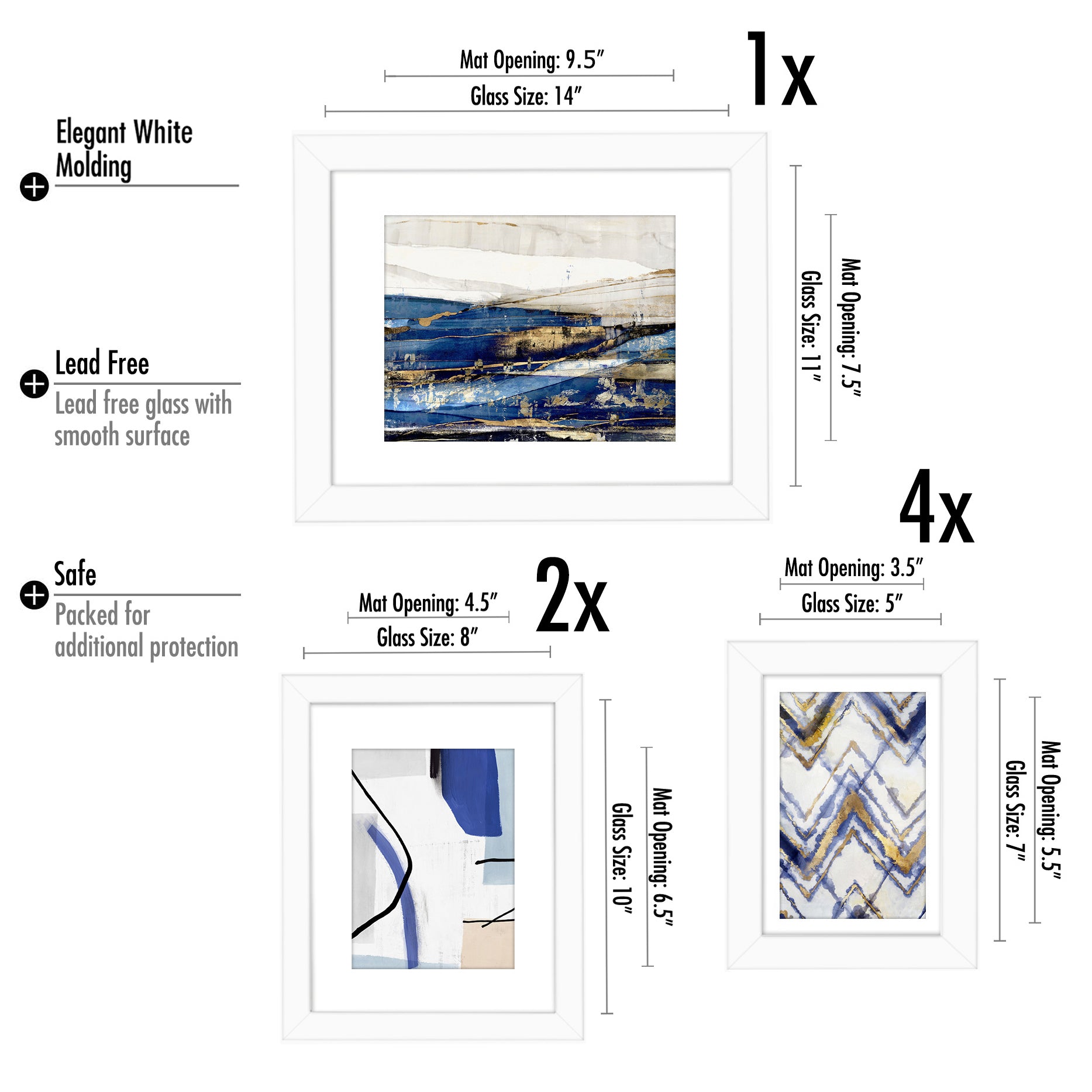 Indigo Dye by PI Creative - 7 Piece Framed Gallery Wall Art Set - Americanflat