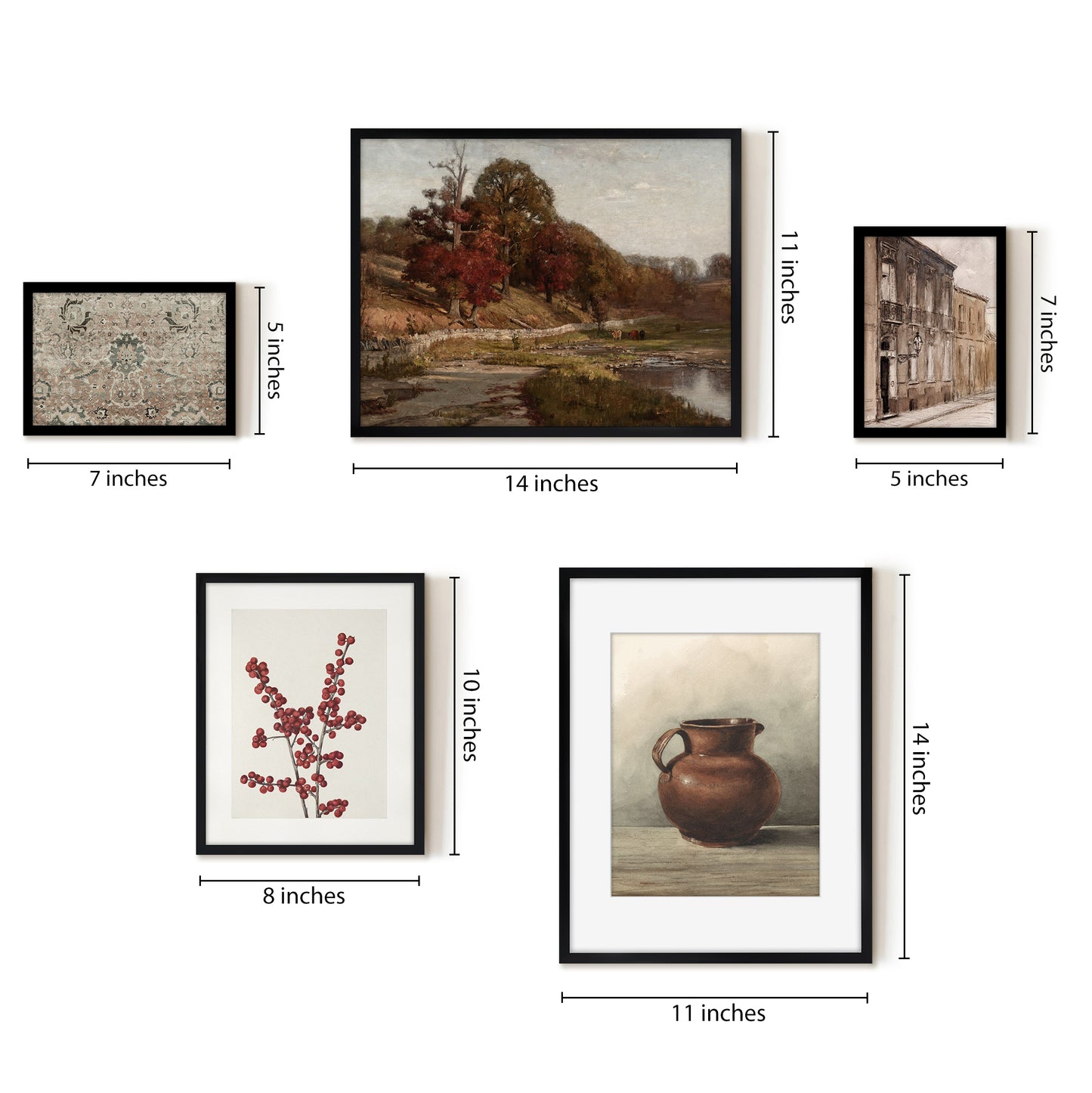 5 Piece Vintage Gallery Wall Art Set - Seasonal Treasures Art by Maple + Oak