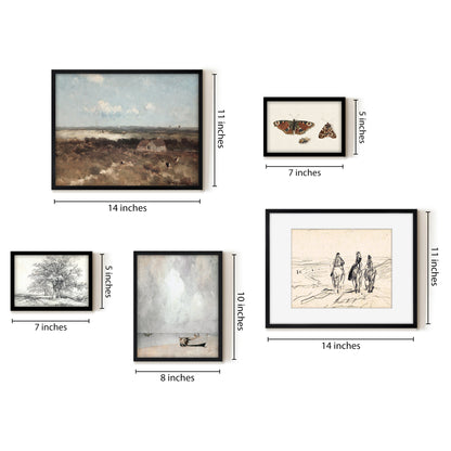 5 Piece Vintage Gallery Wall Art Set - Captured Whimsy Art by Wall + Wonder