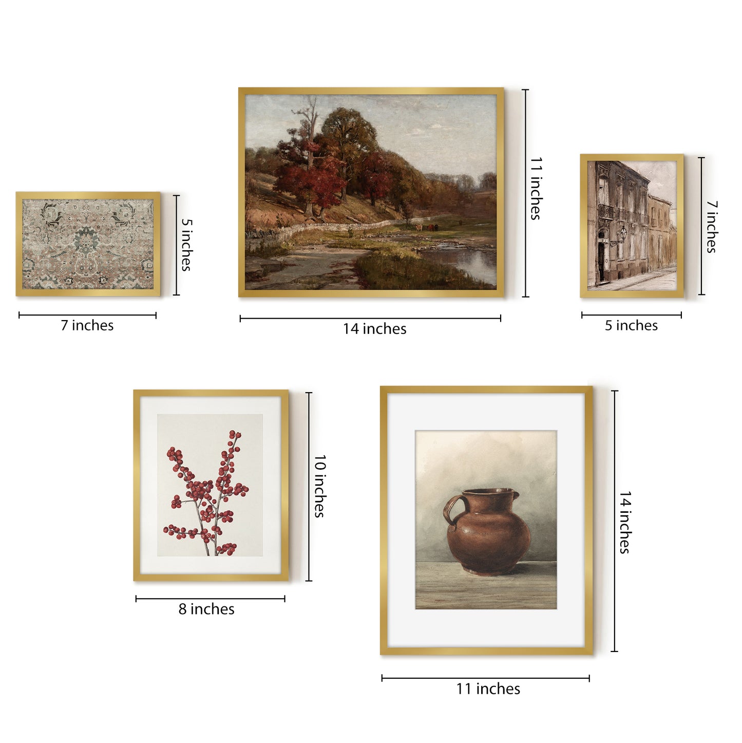 5 Piece Vintage Gallery Wall Art Set - Seasonal Treasures Art by Maple + Oak