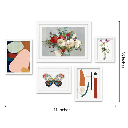 Americanflat 5 Piece Framed Gallery Wall Art Set - Watercolor Abstract Floral