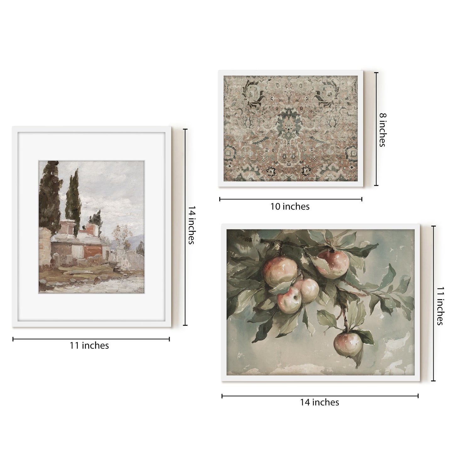 3 Piece Vintage Gallery Wall Art Set - Vibrant Orchards Art by Maple + Oak