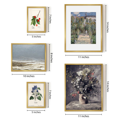 5 Piece Vintage Gallery Wall Art Set - Enchanting Blooms Art by Wall + Wonder