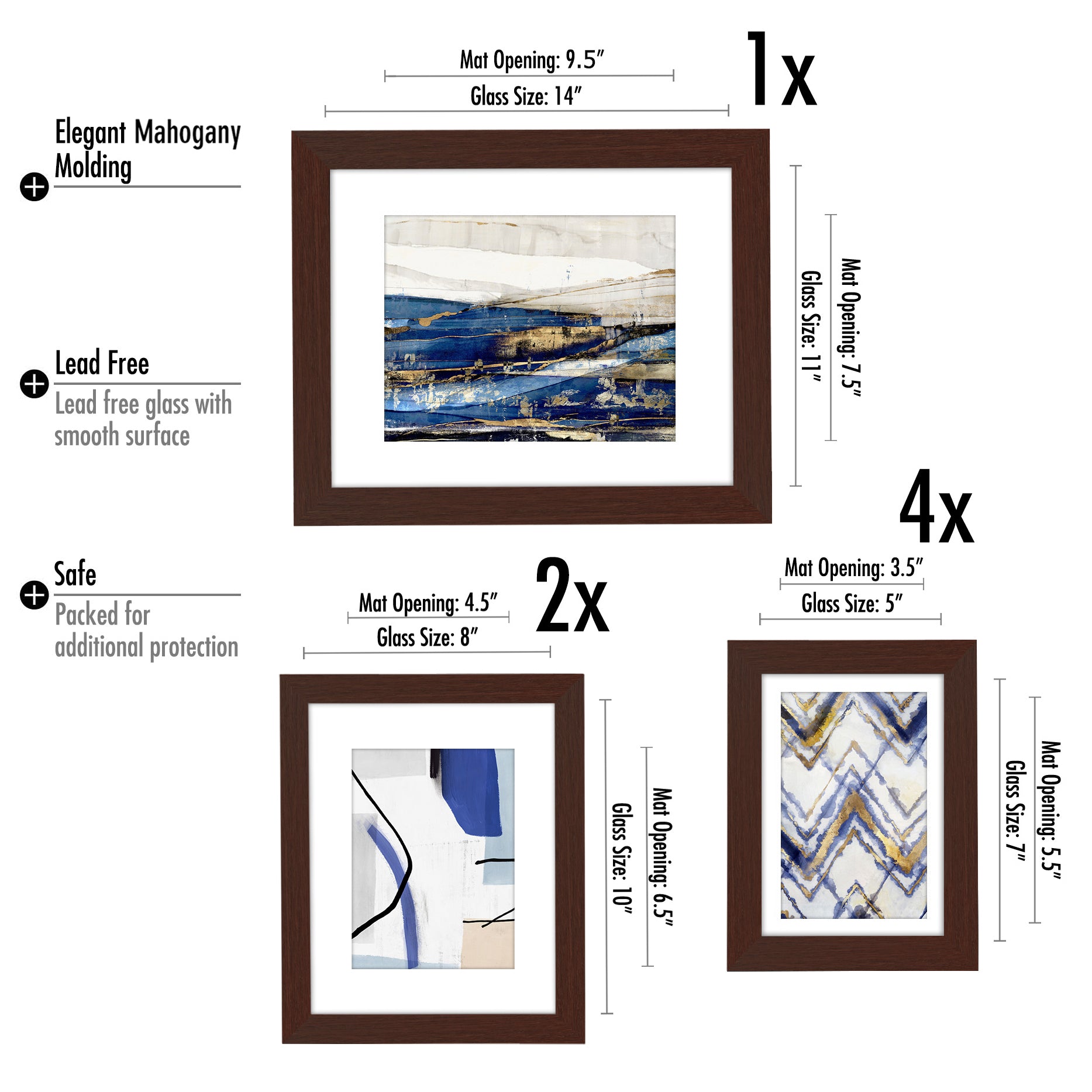 Indigo Dye by PI Creative - 7 Piece Framed Gallery Wall Art Set - Americanflat