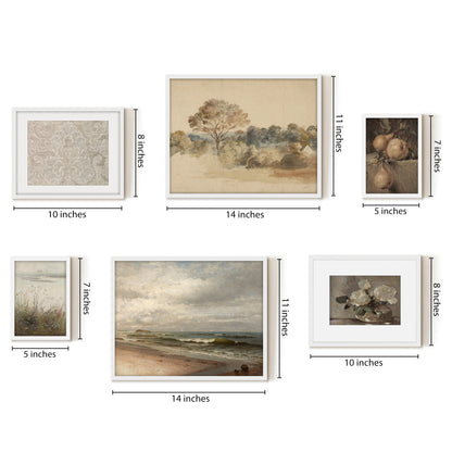 6 Piece Vintage Gallery Wall Art Set - Enchanting Tapestry Art by Maple + Oak