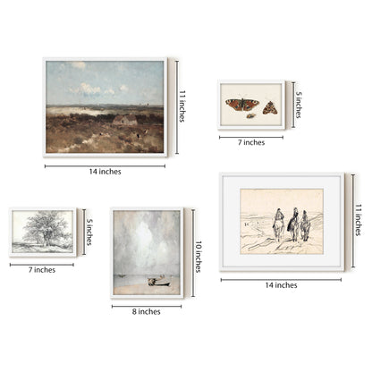 5 Piece Vintage Gallery Wall Art Set - Captured Whimsy Art by Wall + Wonder