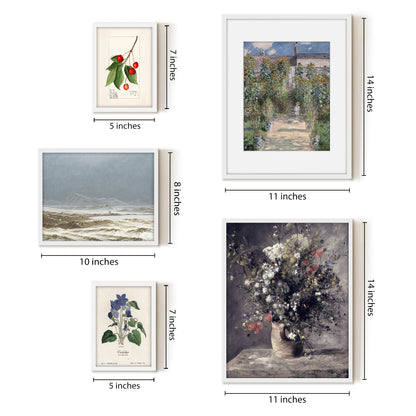 5 Piece Vintage Gallery Wall Art Set - Enchanting Blooms Art by Wall + Wonder