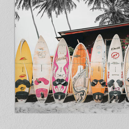 5 Piece Poster Gallery Wall Art Set - Black, White & Yellow Surf California Summer - Print