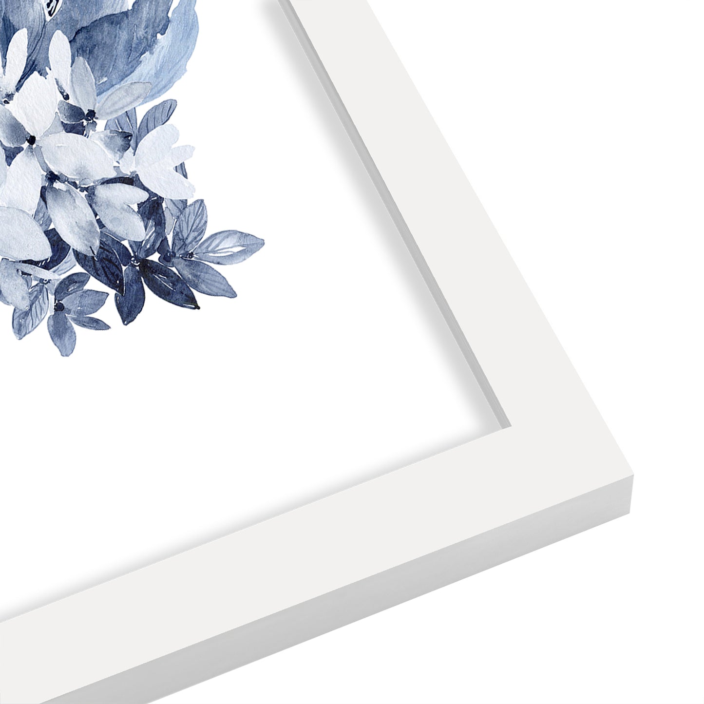 Blue Floral 1 By Wall + Wonder - White Framed Print
