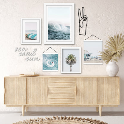 Blue Coastal Beach Surf - Framed Multimedia Gallery Art Set