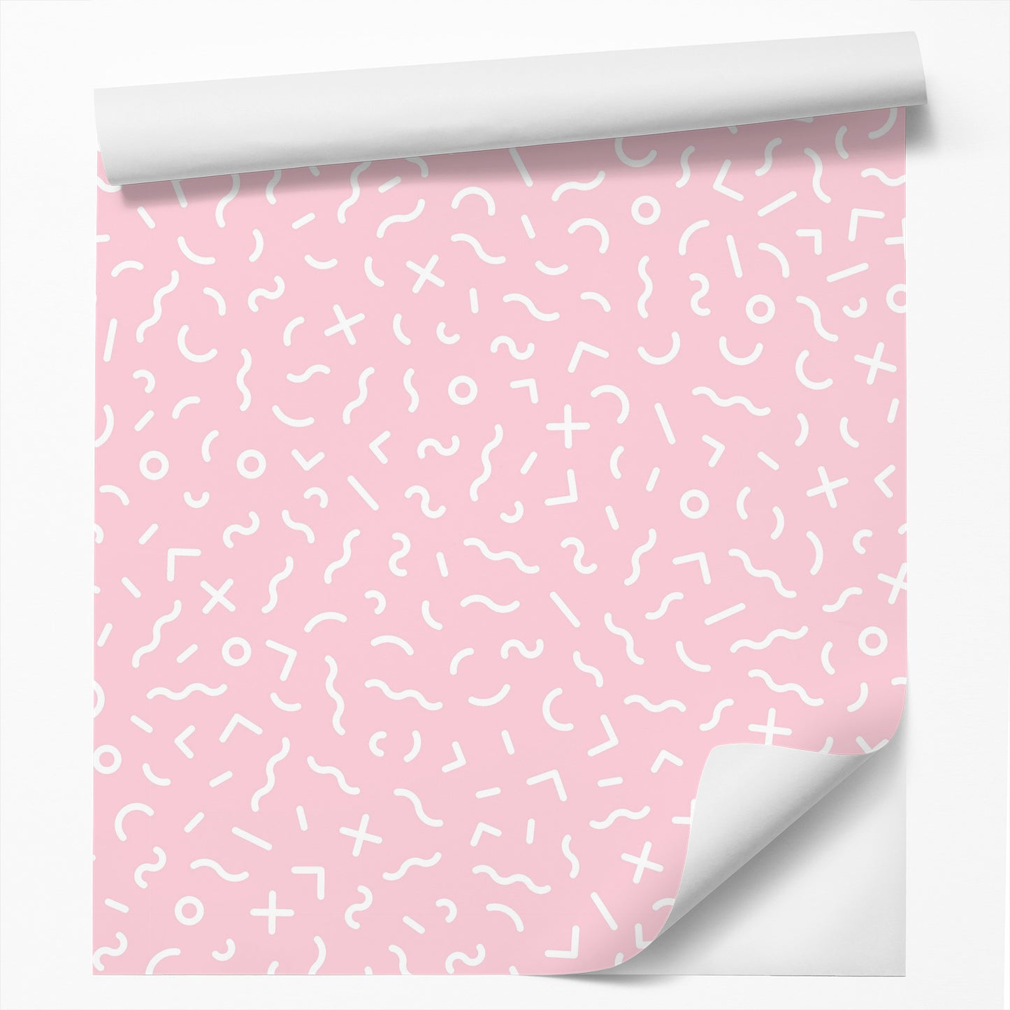 Peel & Stick Wallpaper Roll - Millennial Pink Modern Squiggle