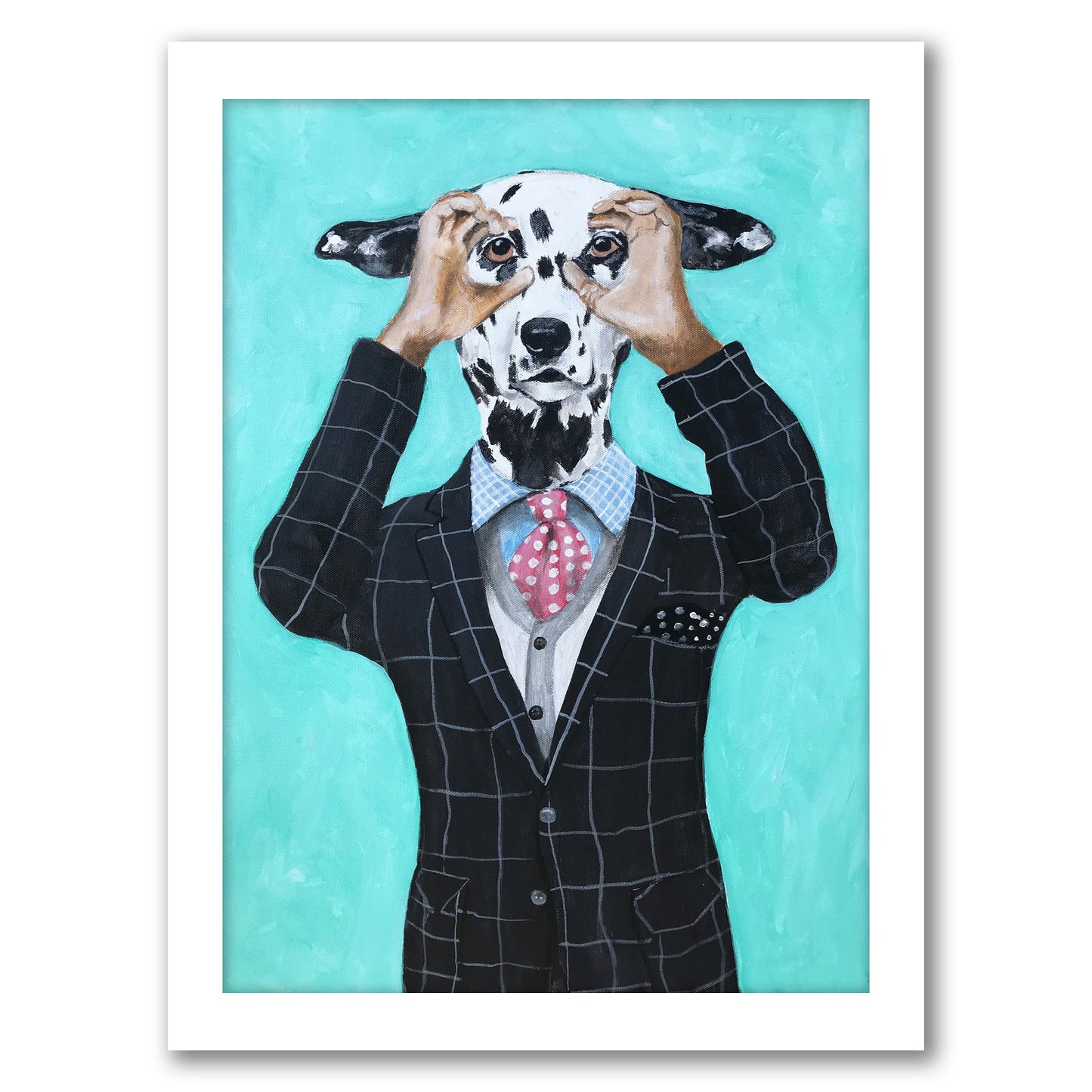 Dalmatian Is Watching You By Coco De Paris - White Framed Print
