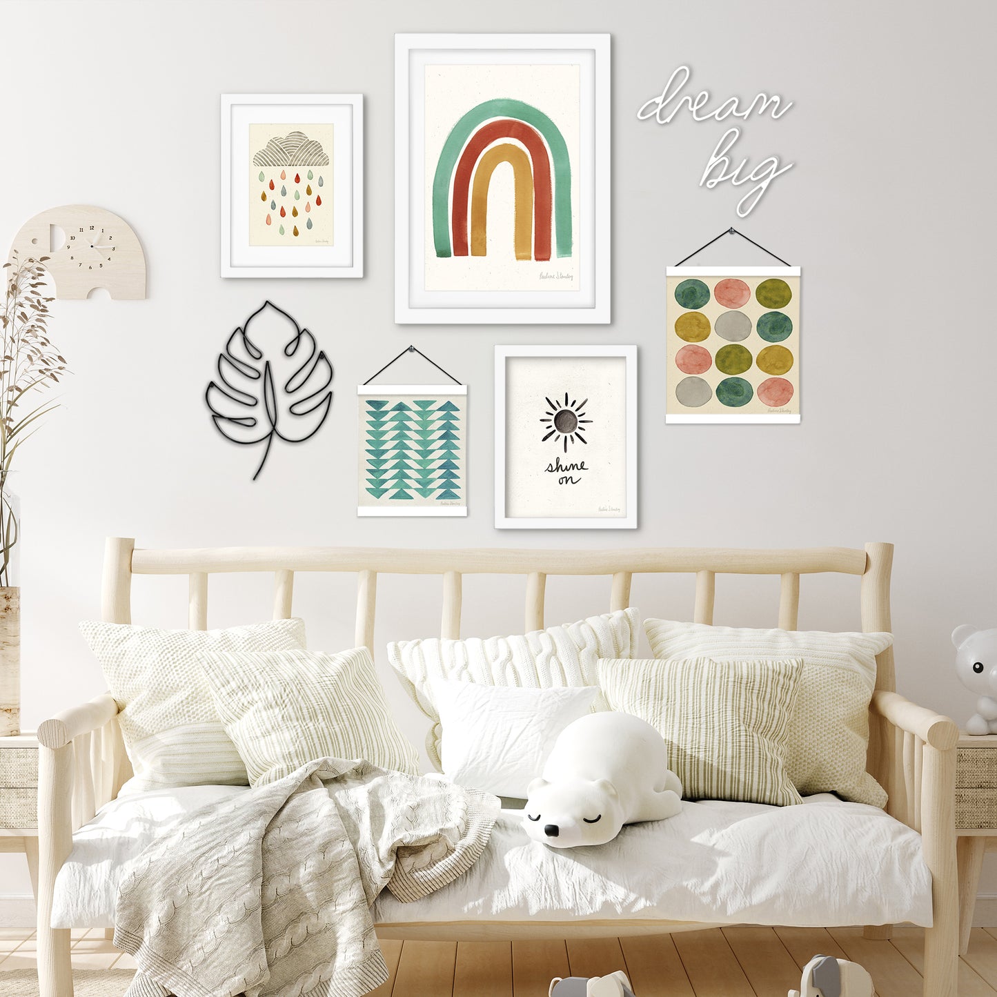 Dreamy Colorful Rainbow Shapes - Framed Multimedia Gallery Art Set