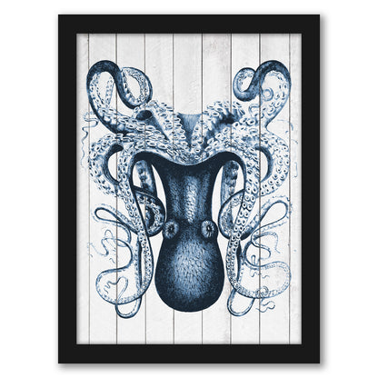 Wood Odd Angle Octopus by Samantha Ranlet - Framed Print