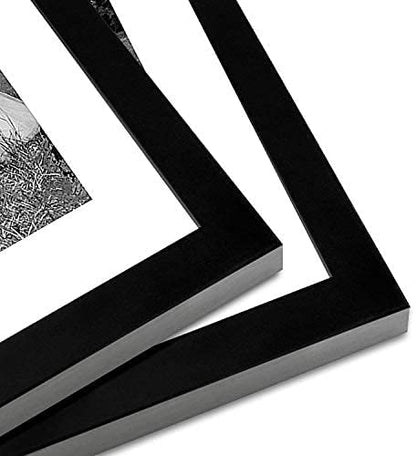 2 Pack -12x16 Picture Frame in Black - Displays 8x12 With Mat or 12x16 Without Mat - Composite Wood with Shatter Resistant Glass - Horizontal and Vertical Formats for Wall - Americanflat