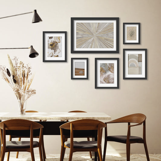 Abstract Shimmering Light - 6 Piece Framed Gallery Wall Set - Americanflat