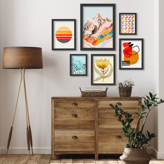 Colorful Glass Mountain - 6 Piece Framed Gallery Wall Set - Art Set - Americanflat