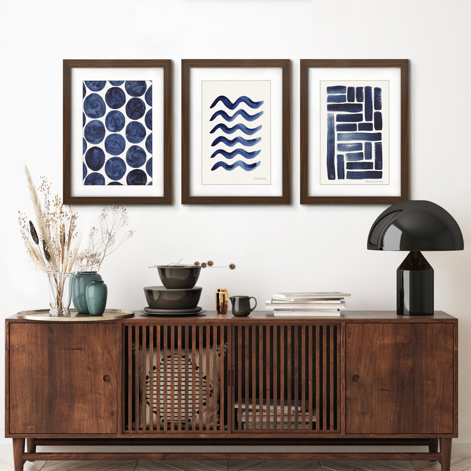 Organic Watercolor Pods by Pauline Stanley - 3 Piece Gallery Framed Print with Mat Art Set