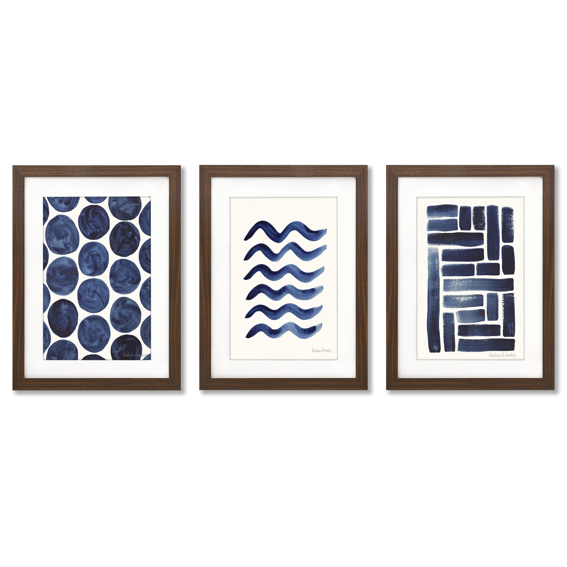 Organic Watercolor Pods by Pauline Stanley - 3 Piece Gallery Framed Print with Mat Art Set