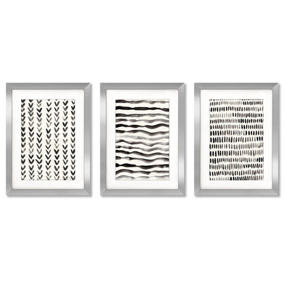 Scandi Ink Dashes by Pauline Stanley - 3 Piece Gallery Framed Print Art Set - Americanflat
