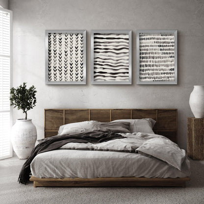 Scandi Ink Dashes by Pauline Stanley - 3 Piece Gallery Framed Print Art Set - Americanflat