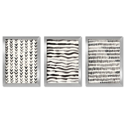 Scandi Ink Dashes by Pauline Stanley - 3 Piece Gallery Framed Print Art Set - Americanflat
