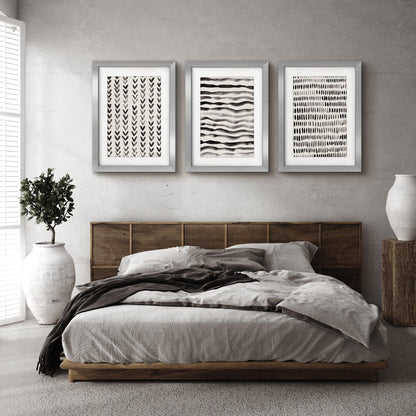 Scandi Ink Dashes by Pauline Stanley - 3 Piece Gallery Framed Print Art Set - Americanflat