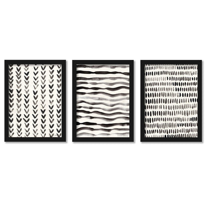 Scandi Ink Dashes by Pauline Stanley - 3 Piece Gallery Framed Print Art Set - Americanflat