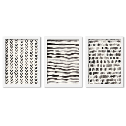 Scandi Ink Dashes by Pauline Stanley - 3 Piece Gallery Framed Print Art Set - Americanflat
