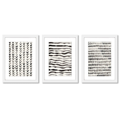 Scandi Ink Dashes by Pauline Stanley - 3 Piece Gallery Framed Print Art Set - Americanflat