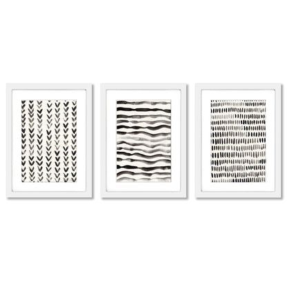 Scandi Ink Dashes by Pauline Stanley - 3 Piece Gallery Framed Print Art Set - Americanflat