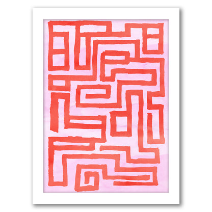 Red Maze by Dreamy Me - White Framed Print
