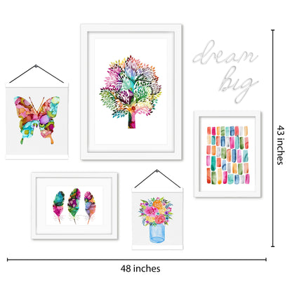Colorful Botanical Butterfly Dream - Framed Multimedia Gallery Art Set