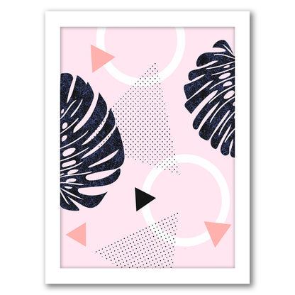Shiny Monsteras On Pink by Emanuela Carratoni - Framed Print