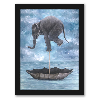 Elephant In Balance By Coco De Paris - Framed Print
