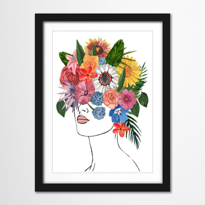 Americanflat 5 Piece Black Framed Gallery Wall Art Set - Colorful Floral Femme L-O-V-E