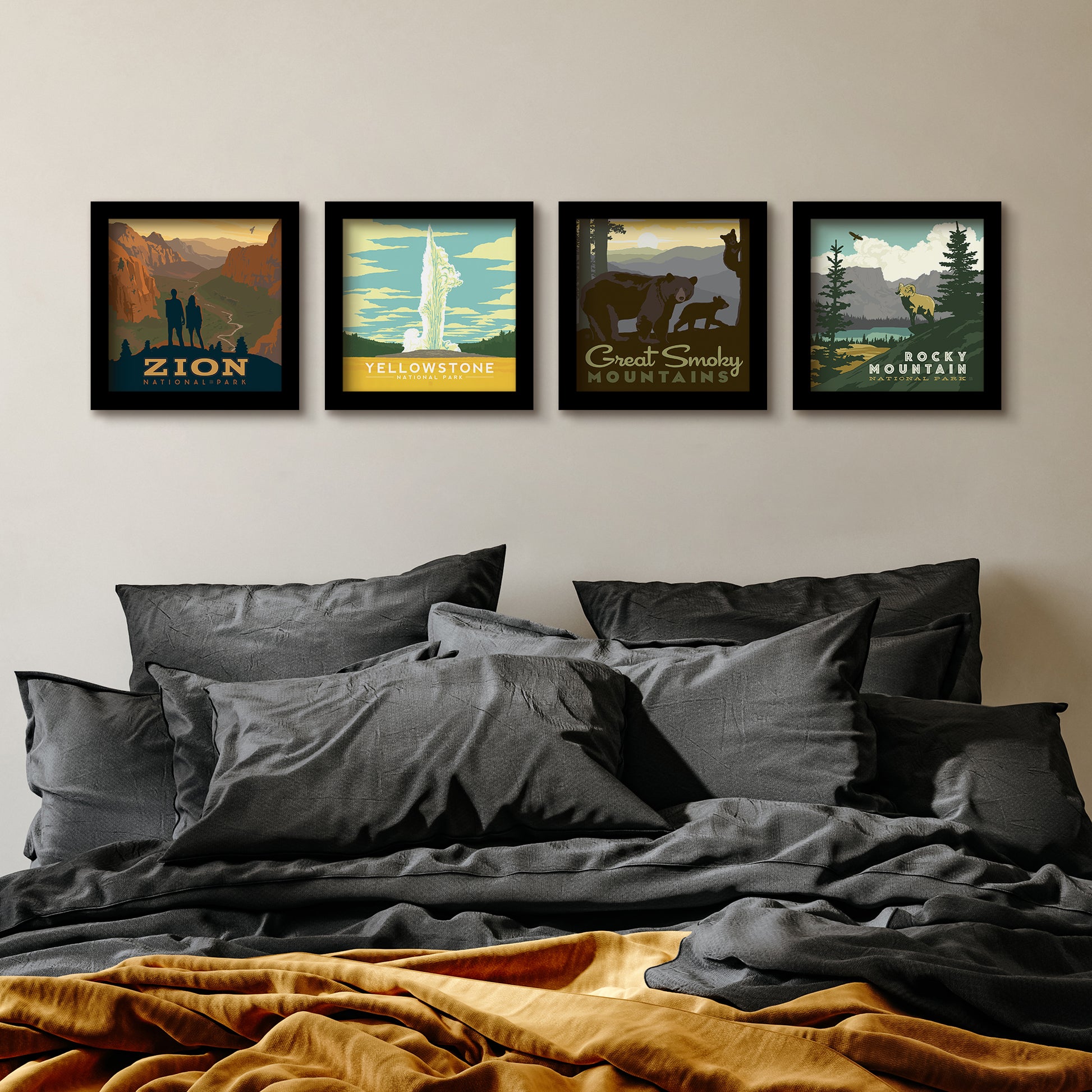 National Parks of the West 4 Piece Gallery Framed Print Art Set