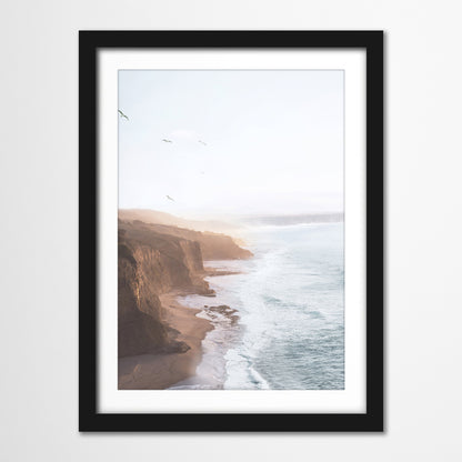 Americanflat 5 Piece Black Framed Gallery Wall Art Set - Brown & Lightblue Coastal Animal Adventure