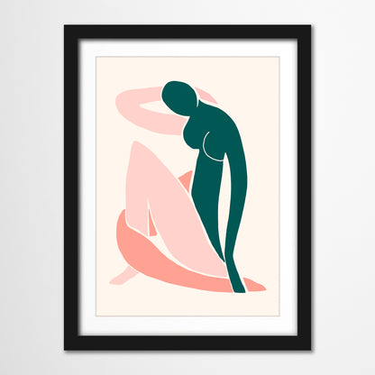 Americanflat 5 Piece Black Framed Gallery Wall Art Set - Pink & Green Abstract Woman Shapes