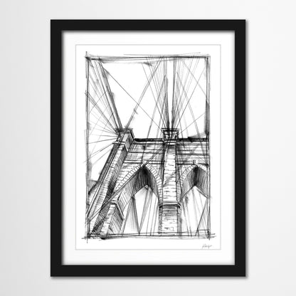 Americanflat 5 Piece Black Framed Gallery Wall Art Set - Black & White Drawn City & Transport