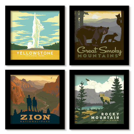 National Parks of the West 4 Piece Gallery Framed Print Art Set