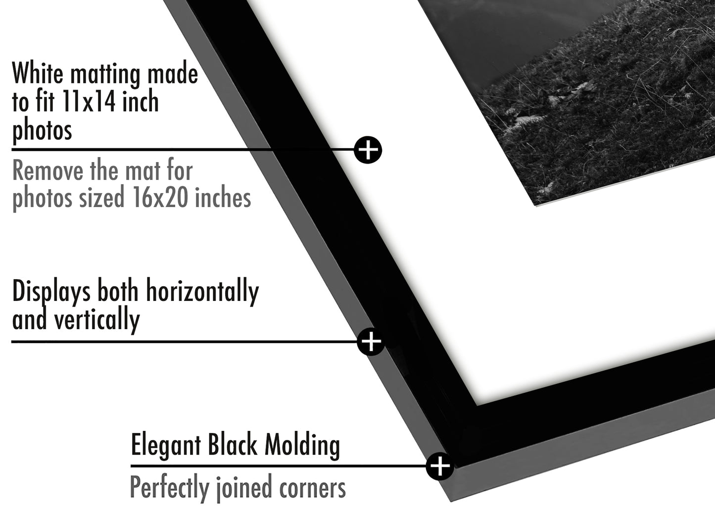 Picture Frame - Set of 2 - with Mat or Without Mat - Plexiglass Cover and Hanging Hardware included