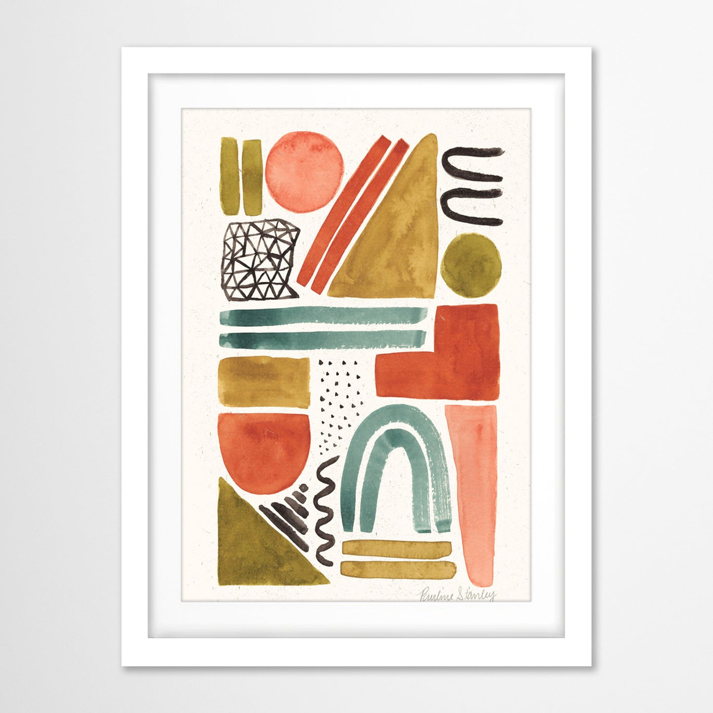 Americanflat 5 Piece Black Framed Gallery Wall Art Set - Colorful Abstract Floral Shapes