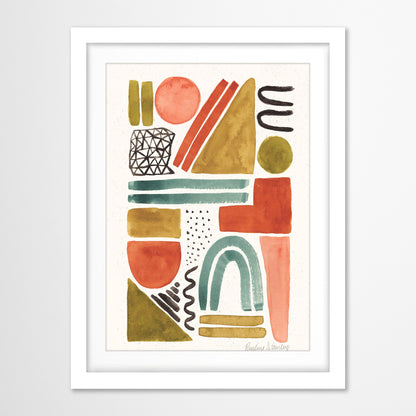 Americanflat 5 Piece Black Framed Gallery Wall Art Set - Colorful Abstract Floral Shapes