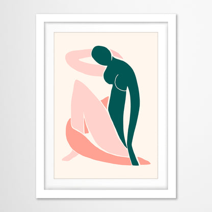 Americanflat 5 Piece Black Framed Gallery Wall Art Set - Pink & Green Abstract Woman Shapes