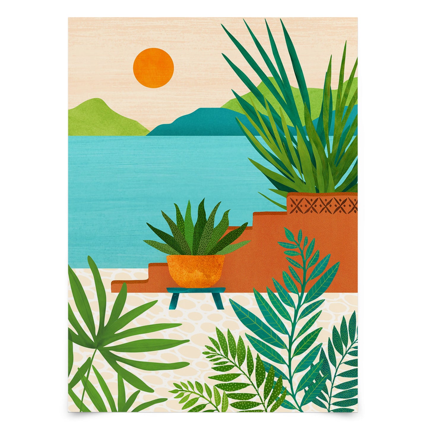 5 Piece Poster Gallery Wall Art Set - Tropical Sun Nature Peace - Print