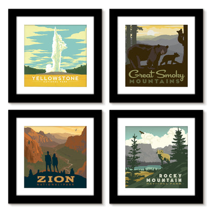 National Parks of the West 4 Piece Gallery Framed Print Art Set