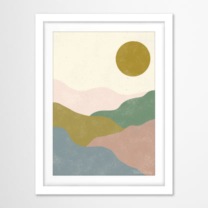 Americanflat 5 Piece Black Framed Gallery Wall Art Set - Pastel Pink & Green Botanical Abstract Landscape